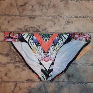 GIBSON LATIMER NWOT Multicolor Geometric Palm Bikini Bottom LARGE